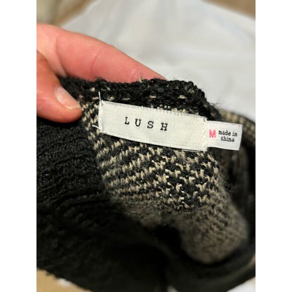 Lush Hooded black star pullover sweater Sz M Retro Bold American beach - Picture 3 of 6